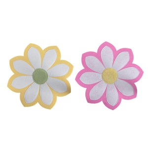 Placemat vilt bloem ø32cm 2 assorti roze geel