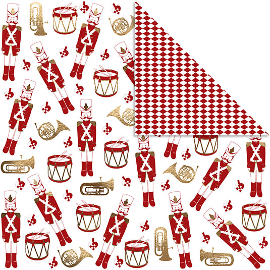 Design papier, notenkraker, 180 gr, goud, rood, wit, 3 vel 1 doos