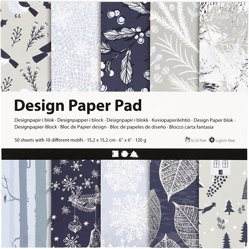 Load image into Gallery viewer, Https: www.cchobby.nl design-papierblok-vel-15-2x15-2-cm-kerst-120-gr-blauw-grijs-50-vel-1-doos
