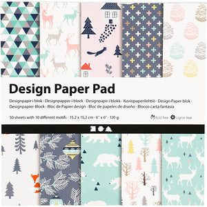 Design papierblok, vel 15,2x15,2 cm, 120 gr, lichtgroen, roze, wit, 50 vel 1 doos