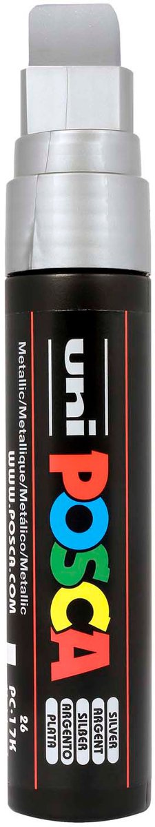 Uni posca verfmarker 17k zilver - blokpunt 15mm