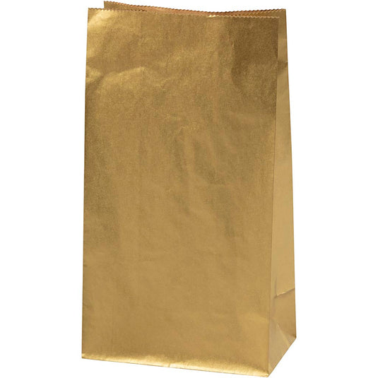 Papieren zakken, h: 27 cm, afm 9x15 cm, 50 gr, goud, 100 stuk 1 doos