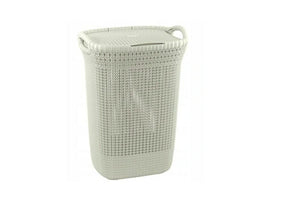 Curver knit wasmand met deksel - 57l - oasis white