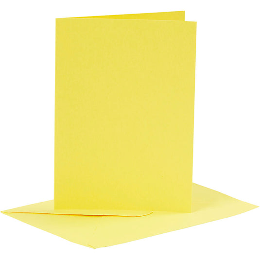 Kaarten en enveloppen, afmeting kaart 10,5x15 cm, afmeting envelop 11,5x16,5 cm, 110+220 gr, geel, 6 set 1 doos