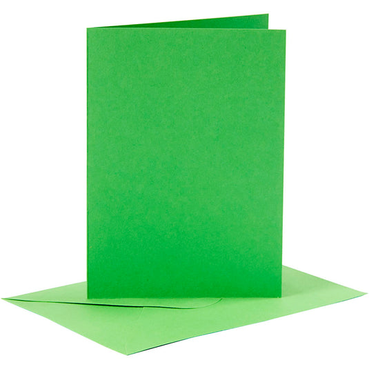 Kaarten en enveloppen, afmeting kaart 10,5x15 cm, afmeting envelop 11,5x16,5 cm, 110+220 gr, groen, 6 set 1 doos
