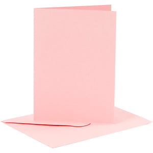 Kaarten en enveloppen, afmeting kaart 10,5x15 cm, afmeting envelop 11,5x16,5 cm, 110+220 gr, roze, 6 set 1 doos