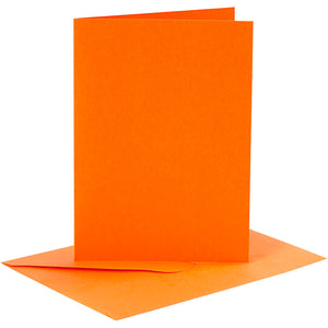 Kaarten en enveloppen, afmeting kaart 10,5x15 cm, afmeting envelop 11,5x16,5 cm, 110+220 gr, oranje, 6 set 1 doos