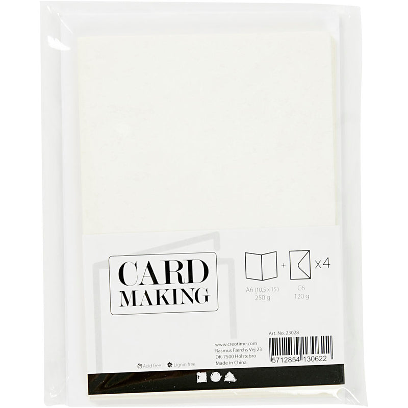 Load image into Gallery viewer, Creativ company kaarten en enveloppen 10,5x15cm glitter wit - 4st.
