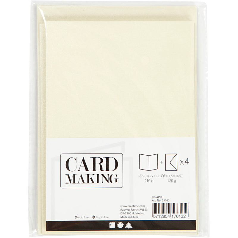 Load image into Gallery viewer, Https: www.cchobby.nl kaarten-en-enveloppen-afmeting-kaart-10-5x15-cm-afmeting-envelop-11-5x16-5-cm-parelmoer-120-210-gr-off-white-4-set-1-doos
