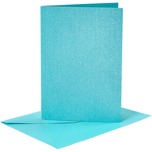 Kaarten en enveloppen, afmeting kaart 10,5x15 cm, afmeting envelop 11,5x16,5 cm, parelmoer, 120+210 gr, blauw, 4 set 1 doos