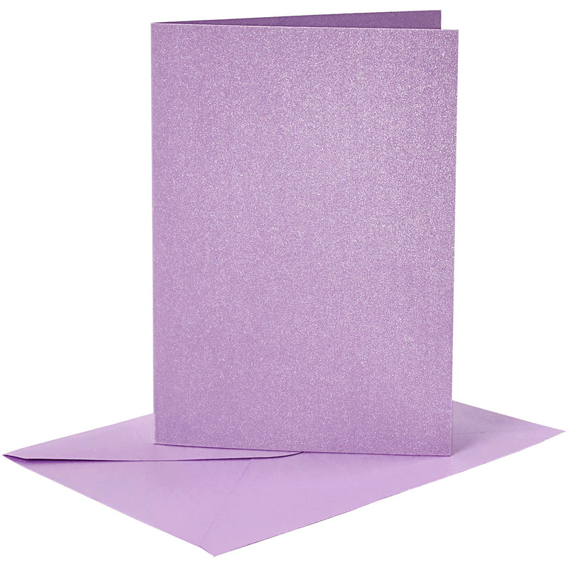 Load image into Gallery viewer, Https: www.cchobby.nl kaarten-en-enveloppen-afmeting-kaart-10-5x15-cm-afmeting-envelop-11-5x16-5-cm-parelmoer-120-210-gr-paars-4-set-1-doos
