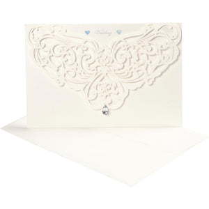 Kaart met envelop, afmeting kaart 12x17,7 cm, afmeting envelop 18,x12,5 cm, 230 gr, off-white, 5 set 1 doos