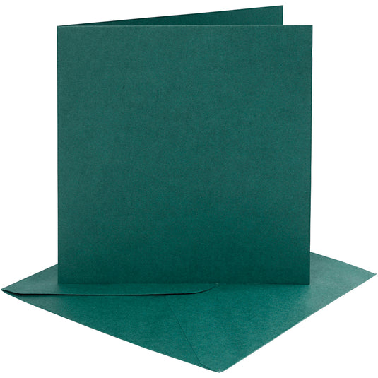 Kaarten en enveloppen, afmeting kaart 15,2x15,2 cm, afmeting envelop 16x16 cm, 230 gr, donkergroen, 4 set 1 doos