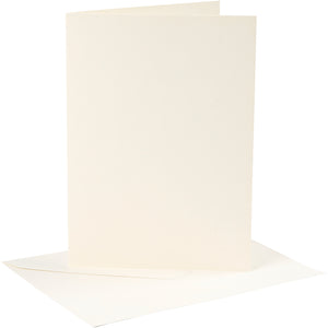 Kaarten en enveloppen, afmeting kaart 12,7x17,8 cm, afmeting envelop 13,3x18,5 cm, 220 gr, off-white, 4 set 1 doos