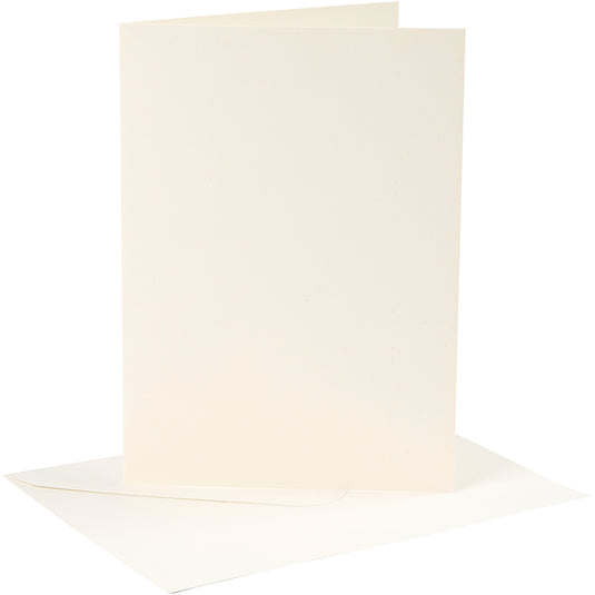 Kaarten en enveloppen, afmeting kaart 12,7x17,8 cm, afmeting envelop 13,3x18,5 cm, 220 gr, off-white, 4 set 1 doos