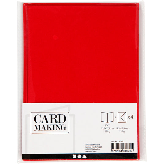 Https: www.cchobby.nl kaarten-en-enveloppen-afmeting-kaart-12-7x17-8-cm-afmeting-envelop-13-3x18-5-cm-230-gr-rood-4-set-1-doos