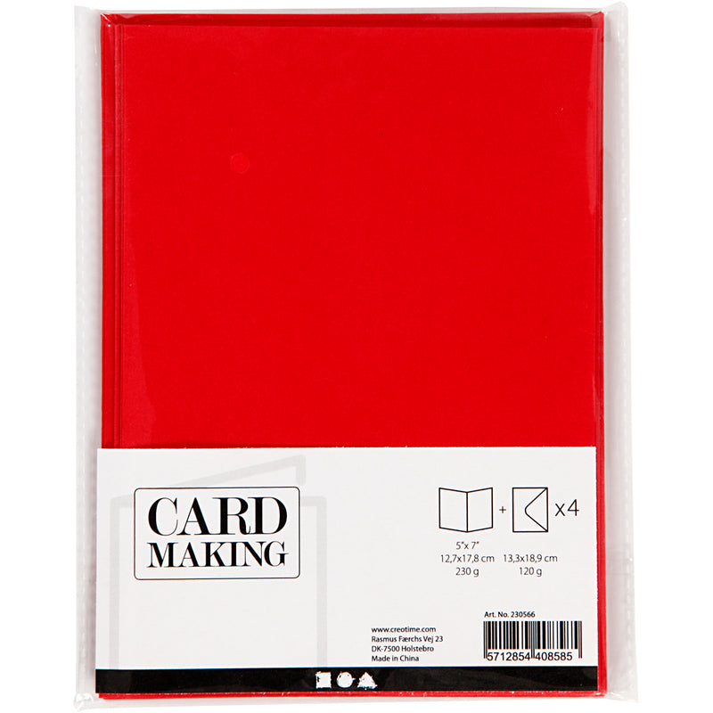 Load image into Gallery viewer, Https: www.cchobby.nl kaarten-en-enveloppen-afmeting-kaart-12-7x17-8-cm-afmeting-envelop-13-3x18-5-cm-230-gr-rood-4-set-1-doos
