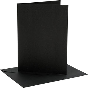 Kaarten en enveloppen, afmeting kaart 12,7x17,8 cm, afmeting envelop 13,3x18,5 cm, 230 gr, zwart, 4 set 1 doos