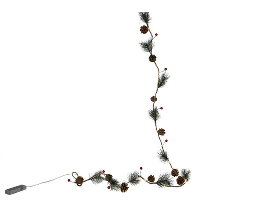 Svenska living guirlande red berry pineleaf 20led 180cm