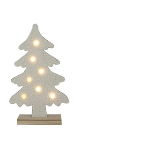 Svenska living kerstboom terry vilt 7xled bolletjes creme h45xb27cm, 2xaaa excl