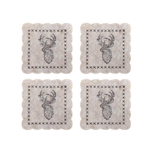 Svenska living onderzetter rendier vilt beige set a 4 stuks 10cm