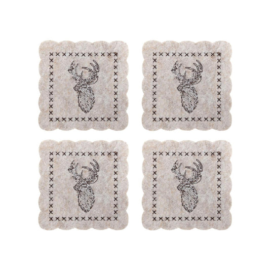 Svenska living onderzetter rendier vilt beige set a 4 stuks 10cm