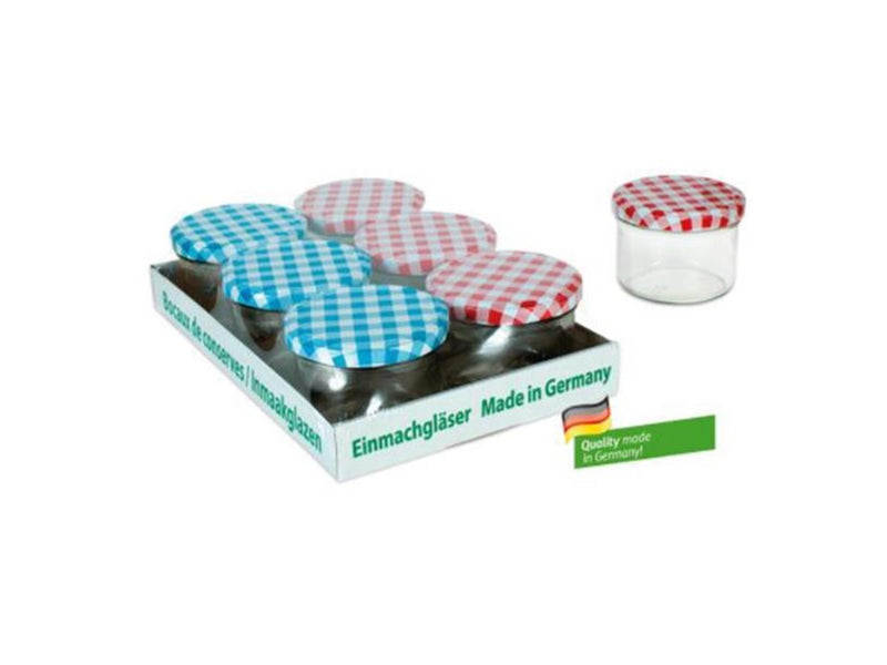 Afbeelding laden in galerijviewer, Deti weckglas weckpot jampot met geruit schroefdeksel 230 ml pak a 6 stuks
