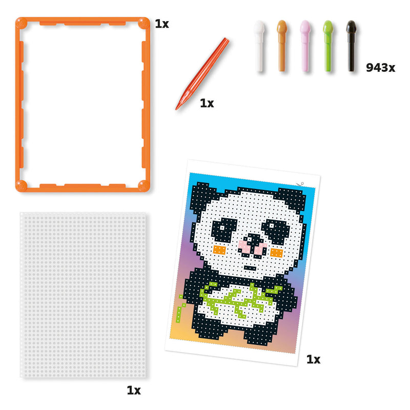 Afbeelding laden in galerijviewer, Quercetti pixel art mozaïek speelgoed panda 946dlg - creatief speelgoed.
