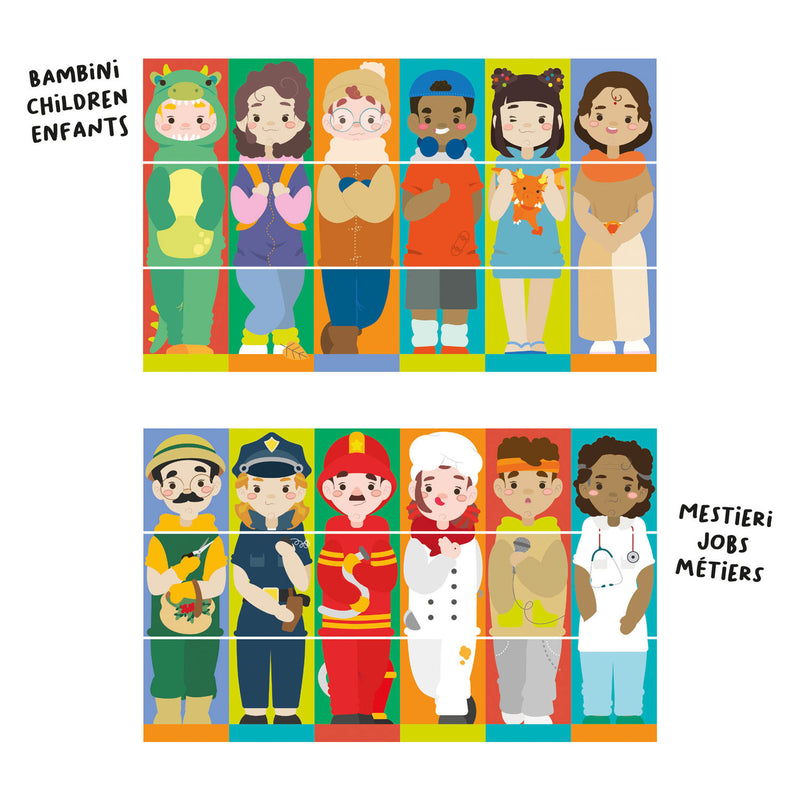 Load image into Gallery viewer, Quercetti tubo mix match roterende puzzel kinderen en beroepen
