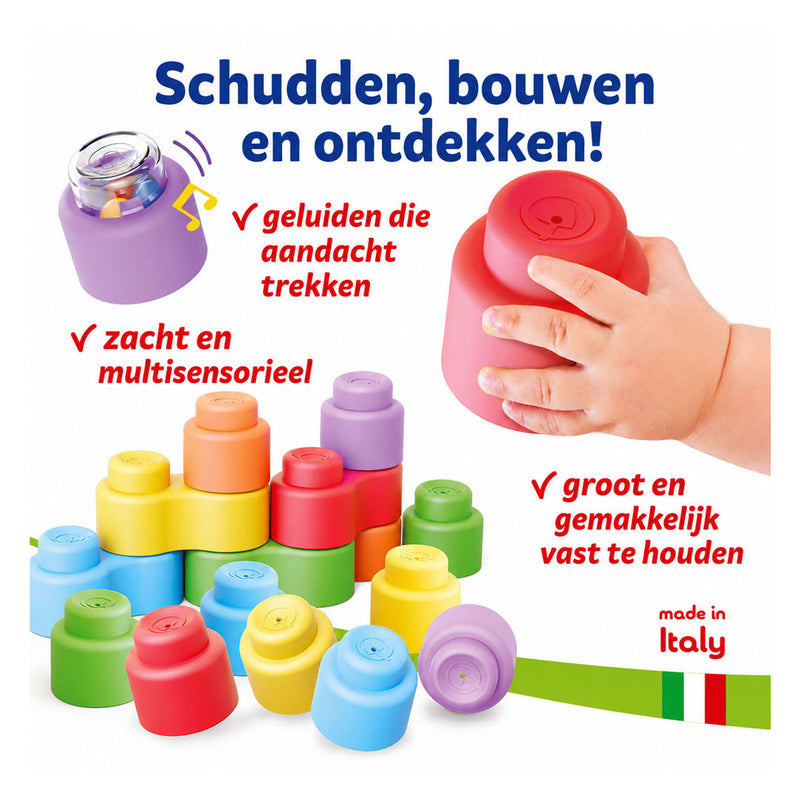 Afbeelding laden in galerijviewer, Quercetti bouwblokken baby speelgoed met geluid - 18 stuks.
