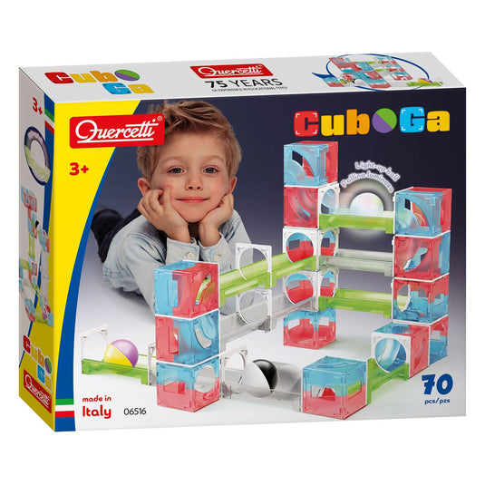 Quercetti knikkerbaan cuboga - 70-delig bouwspeelgoed voor kinderen.