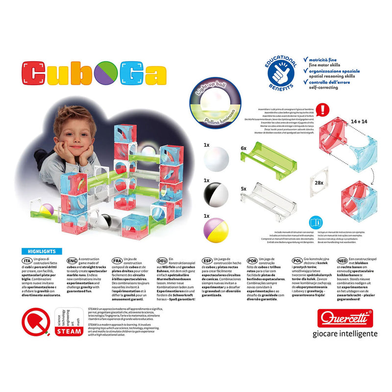 Afbeelding laden in galerijviewer, Quercetti knikkerbaan cuboga - 70-delig bouwspeelgoed voor kinderen.
