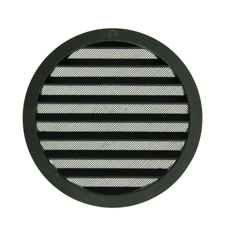 Afbeelding laden in galerijviewer, Renson 1061636 - inbouw rond schoepenr met gaas434r dia 200 ral 9005 zwart | 5 stuks
