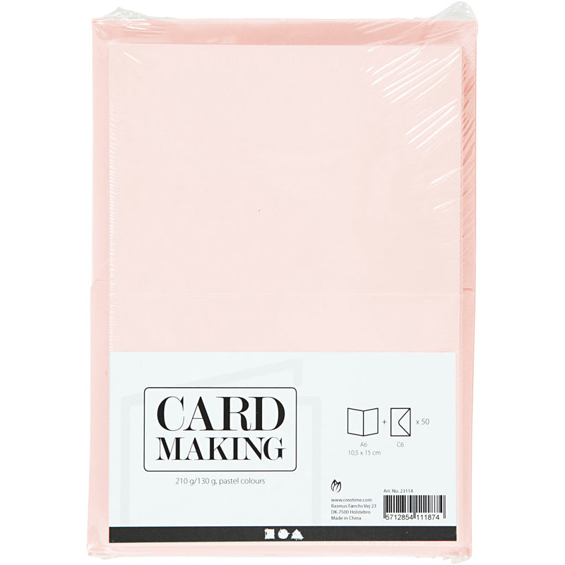Load image into Gallery viewer, Creativ company https: www.cchobby.nl kaarten-en-enveloppen-afmeting-kaart-10-5x15-cm-afmeting-envelop-11-5x16-5-cm-110-220-pastelkleuren-50-set-1-doos
