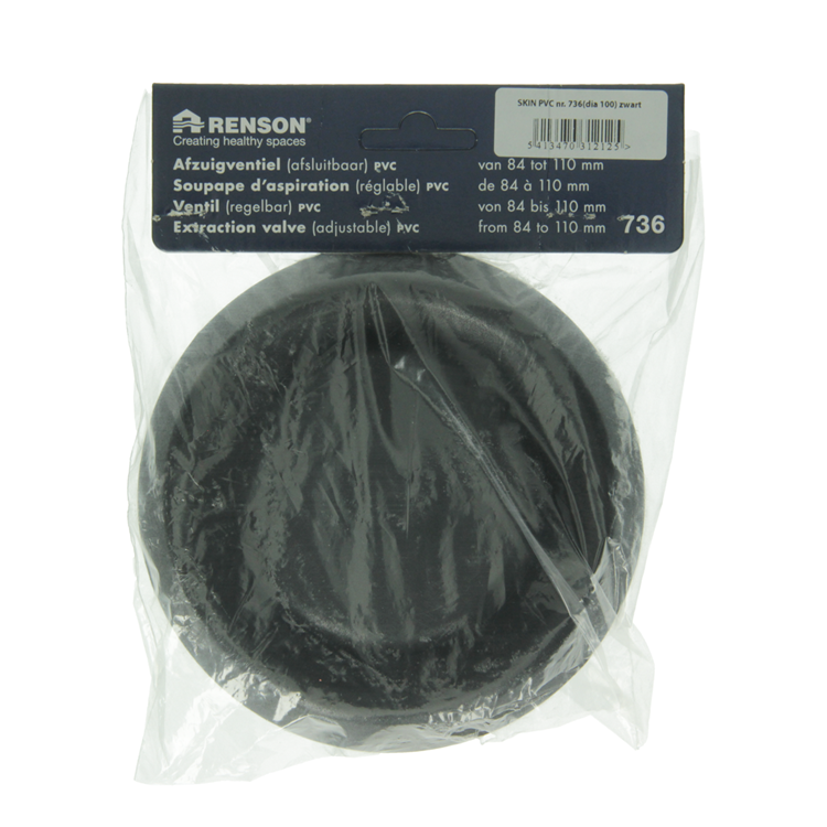 Afbeelding laden in galerijviewer, Renson 1068944 - inbouw afzuigventiel pvc 736 (dia 100) str 9005 (zwart) | 2 stuks
