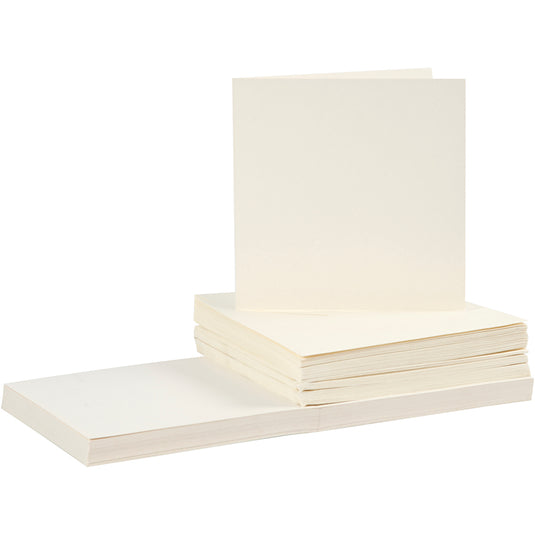 Creativ company kaarten en enveloppen, afmeting kaart 15x15 cm, afmeting envelop 16x16 cm, 110+220 gr, off-white, 50 set 1 doos