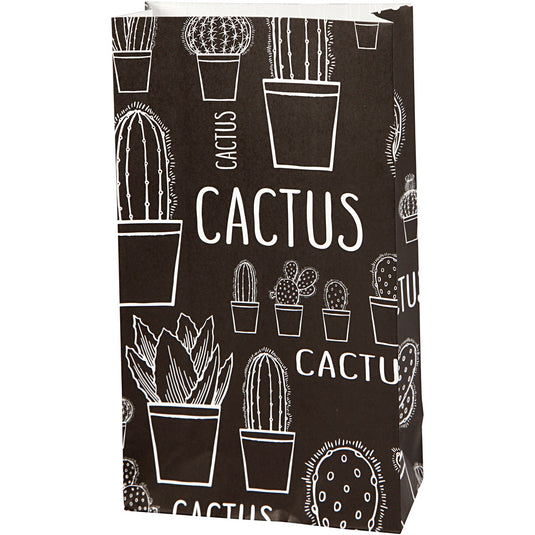 Papieren zakken, cactus, h: 21 cm, afm 6x12 cm, 80 gr, 8 stuk 1 doos