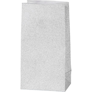 Papieren zakken, h: 17 cm, afm 6x9 cm, 120 gr, zilver, 8 stuk 1 doos