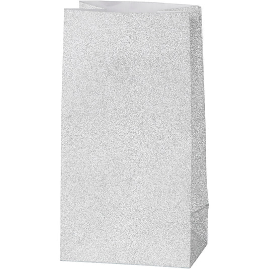 Papieren zakken, h: 17 cm, afm 6x9 cm, 120 gr, zilver, 8 stuk 1 doos