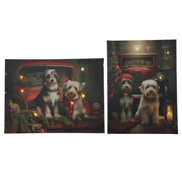 Svenska living led kerst canvas honden 2xaa 30x40cm 2 assorti