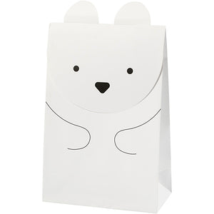 Papieren zakken, ijsbeer, h: 18 cm, afm 6x12 cm, 80 gr, wit, 6 stuk 1 doos