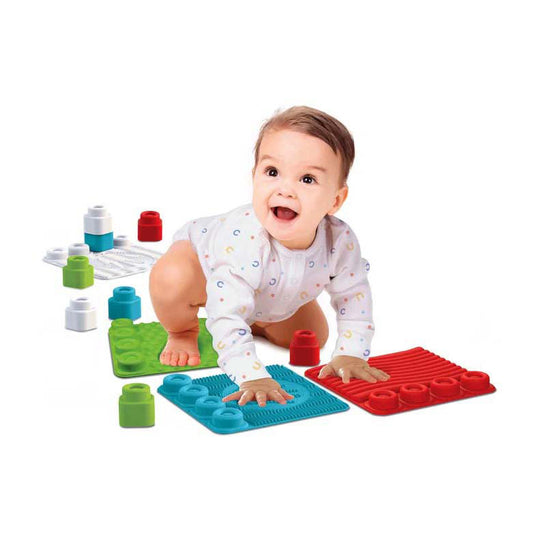 Clementoni soft clemmy - sensory path - sensorisch speelgoed - speelkleed - baby blokken en speelmat - met zachte foam stapelblokken - 6 - 36 maanden