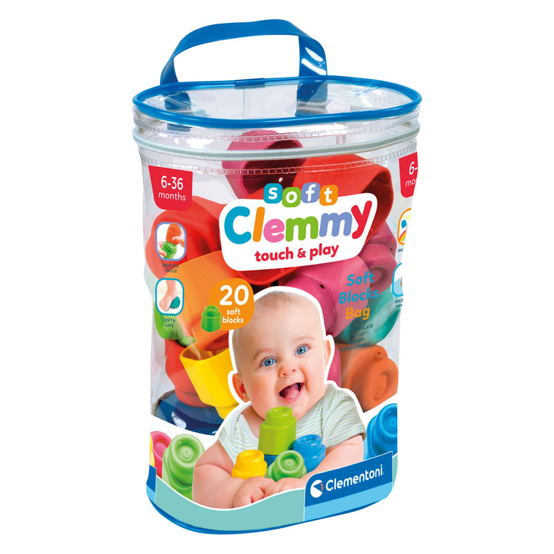 Load image into Gallery viewer, Clementoni baby soft clemmy blokken met opbergtas - 20dlg.
