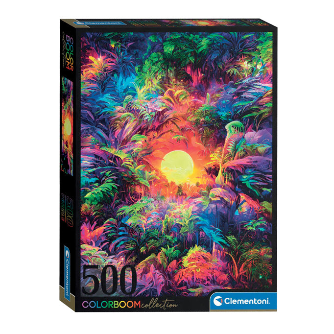 Load image into Gallery viewer, Clementoni legpuzzel psyschedelic jungle sunrise colorboom, 500st.

