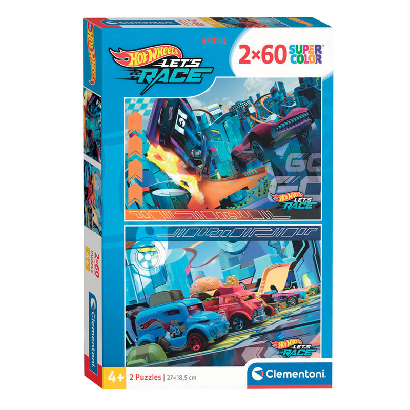 Load image into Gallery viewer, Clementoni legpuzzel super color hot wheels, 2x60st.
