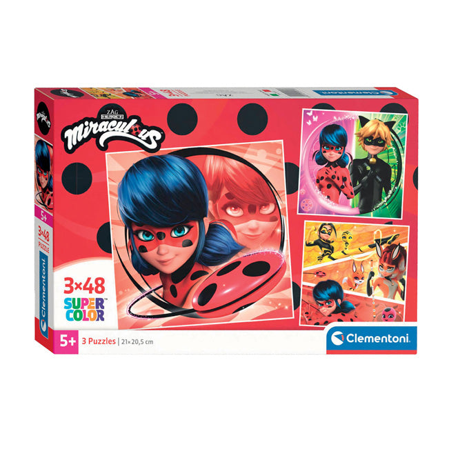 Load image into Gallery viewer, Clementoni Legpuzzel Super Color Vierkant Miraculous, 3x48st.
