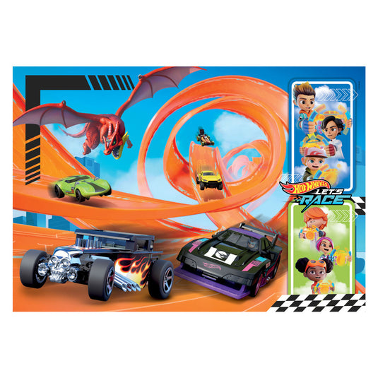 Clementoni legpuzzel super color hot wheels, 104st.