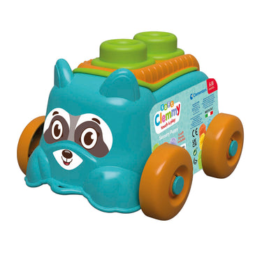 Clementoni soft clemmy - emmer met bouwset en hondje - zachte stapelblokken - speelgoed voor baby’s vanaf 6 maanden