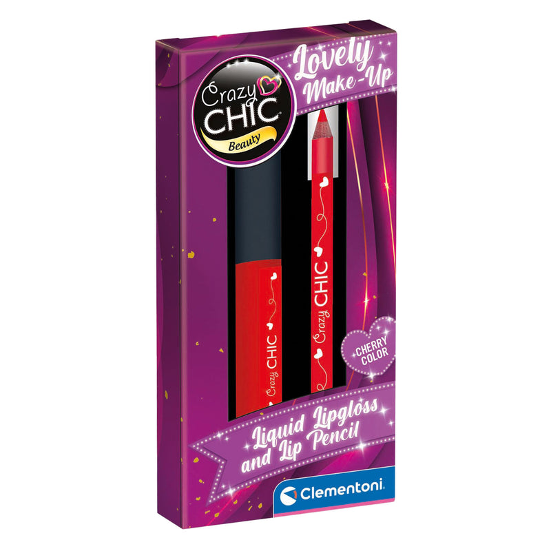 Afbeelding laden in galerijviewer, Clementoni crazy chic lipgloss en lipliner kersen rood
