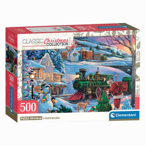 Clementoni – puzzel – 500 stukjes – kersttrein - kersttafereel – puzzel voor volwassenen